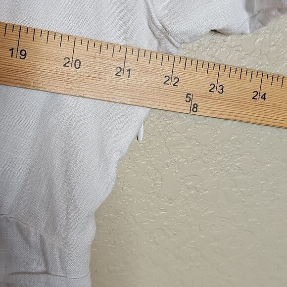 NWT LOFT 14 White Linen Blend Button Front V Neck Women's Dress - Picture 11 of 12